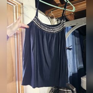 New York & Co Embellished Black Women's Top